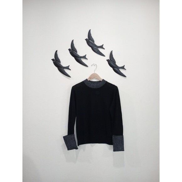 NEW! Club Monaco Wool Blend Black & Silver Metallic Sweater - L - $129 - Picture 6 of 12